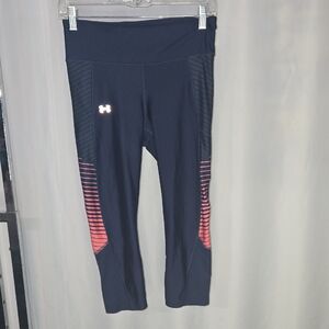 Under Armour Navy Leggings with Red Stripes